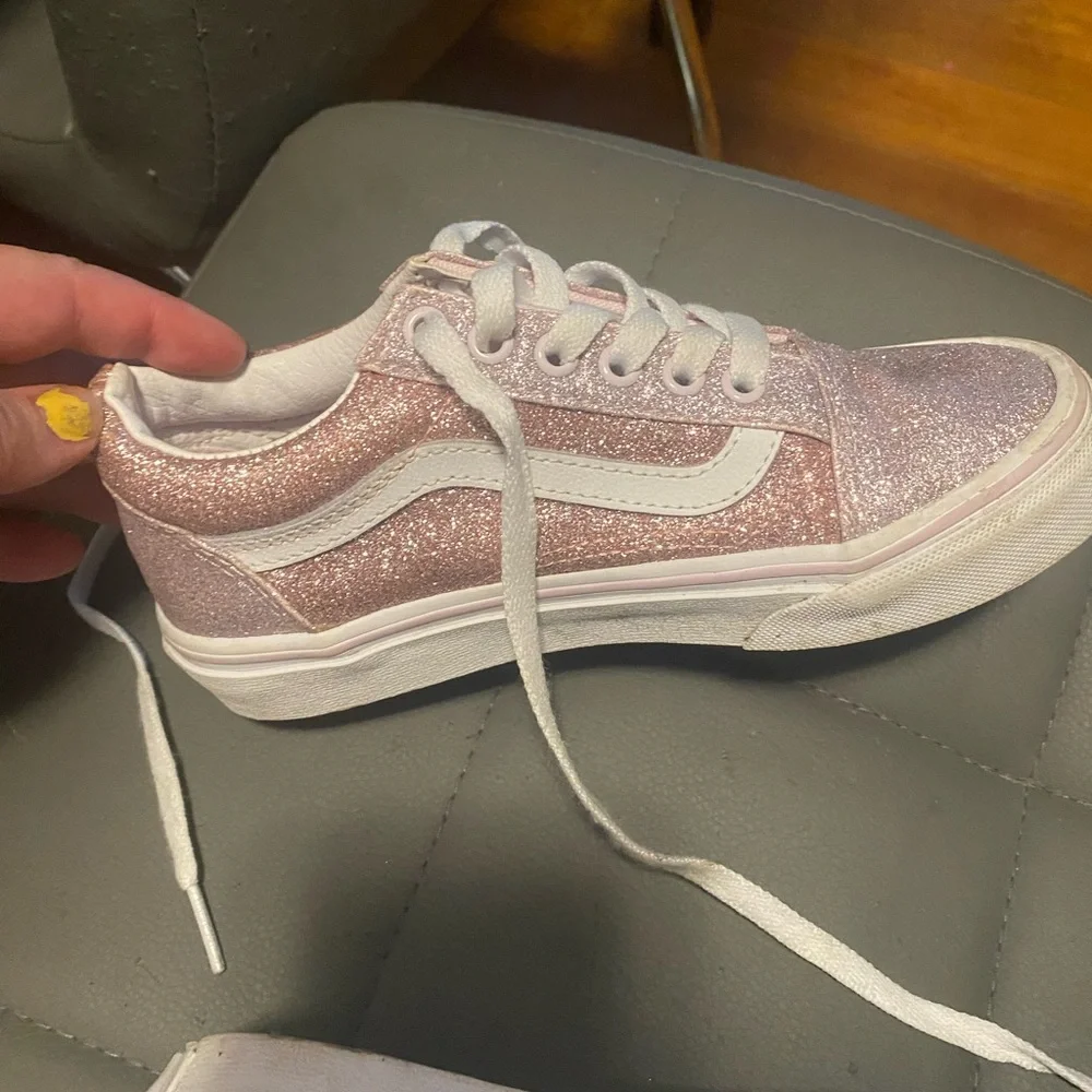 Sparkly Pink and White Sneakers - Picture 5 of 9